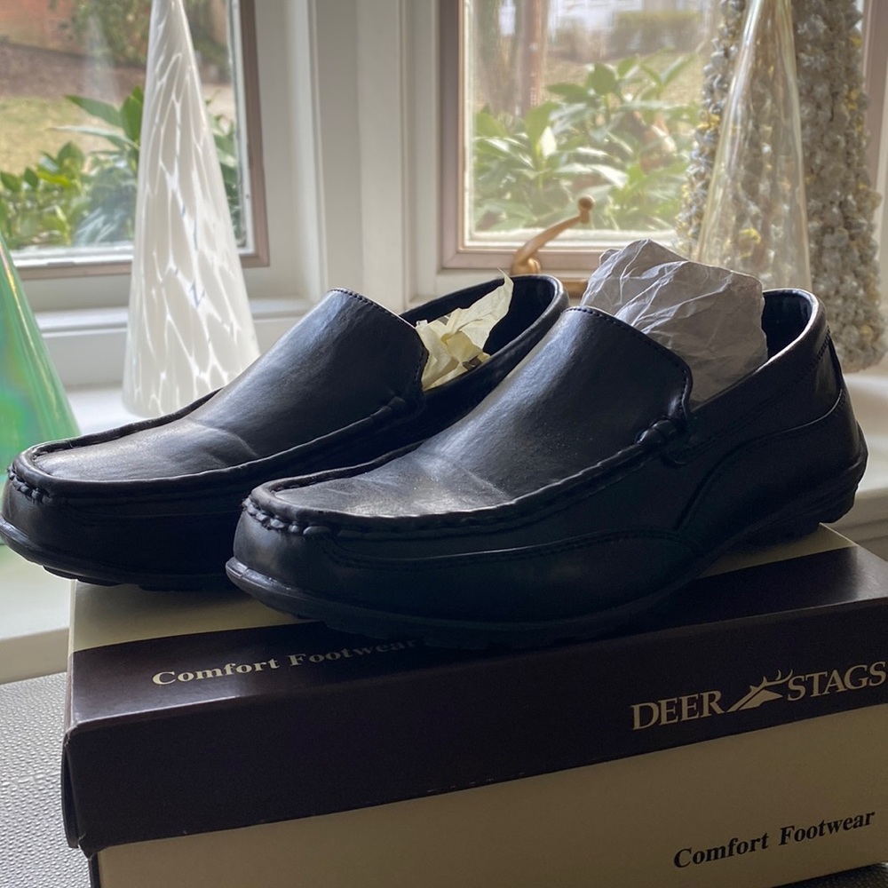Deer Stags Booster Boys Black Loafers Dress Shoes